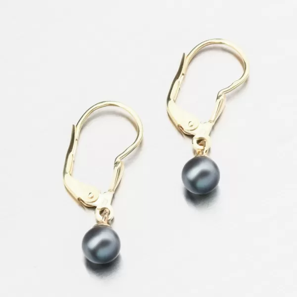 Zlaté náušnice s černou perlou 52GZ-3015-ZL-KL-Black