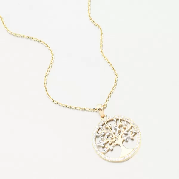 Zlatý přívěsek strom života se zirkony 43-21990