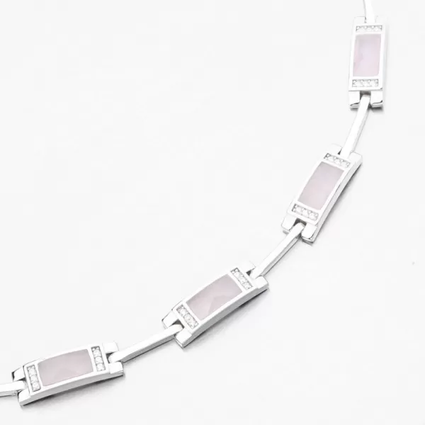 Stříbrný náramek s růženínem a se zirkony PKL-4040