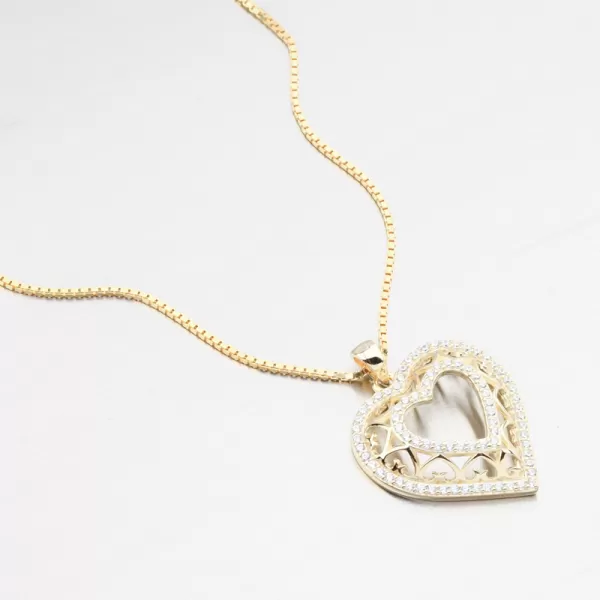 Zlacené stříbrné srdce se zirkony PKL-3168