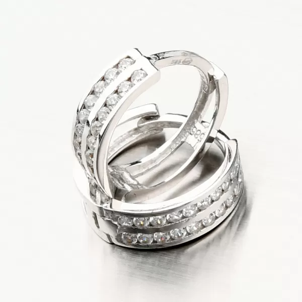 Kroužky z bílého zlata se zirkony PKL22-037