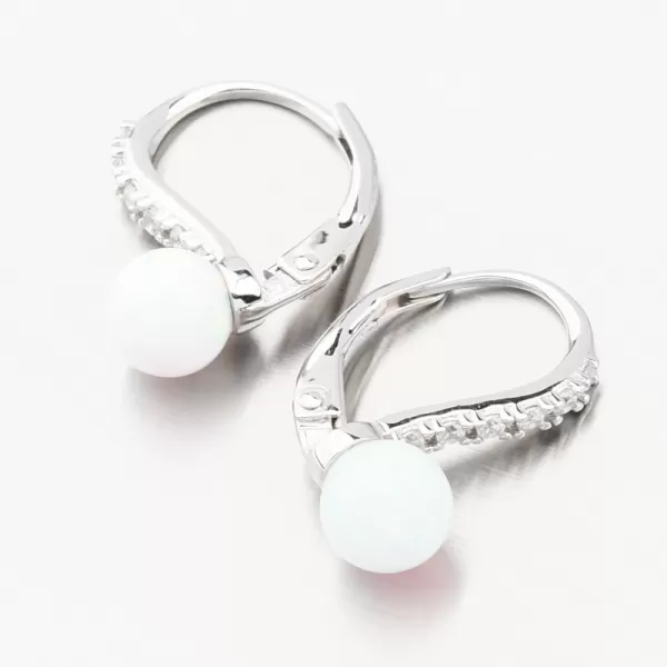 Stříbrné náušnice s bílým opálem a se zirkony PKL-2205