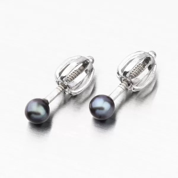Náušnice z bílého zlata s perlou 52GZ-3003B-SR-Black