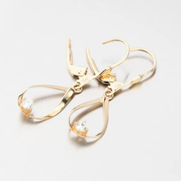 Zlaté visací náušnice se zirkonem 12R-731