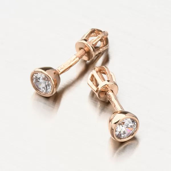 Náušnice z růžového zlata pecky se zirkonem 52GZ-8053-CV