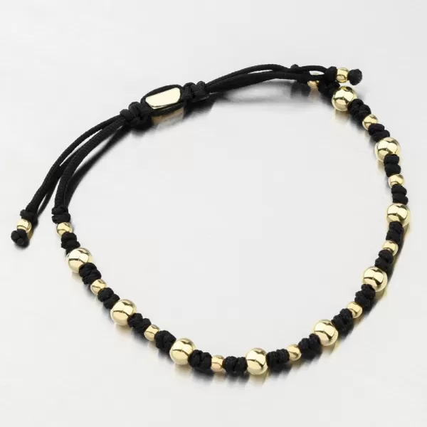 Náramek černý provázkový s kuličkami 74-5189ZL-Black