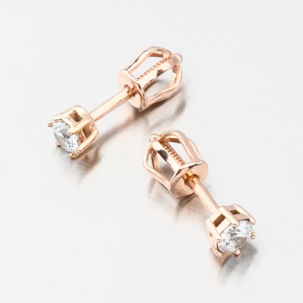 Náušnice pecky z růžového zlata se zirkonem DZF3692-CV-ZIR