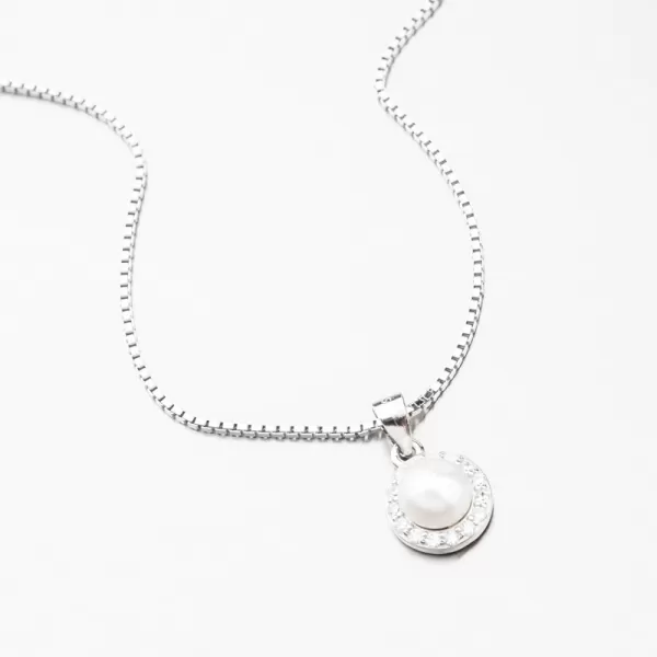 Stříbrný přívěsek s přírodní perlou a se zirkony SETST-13270