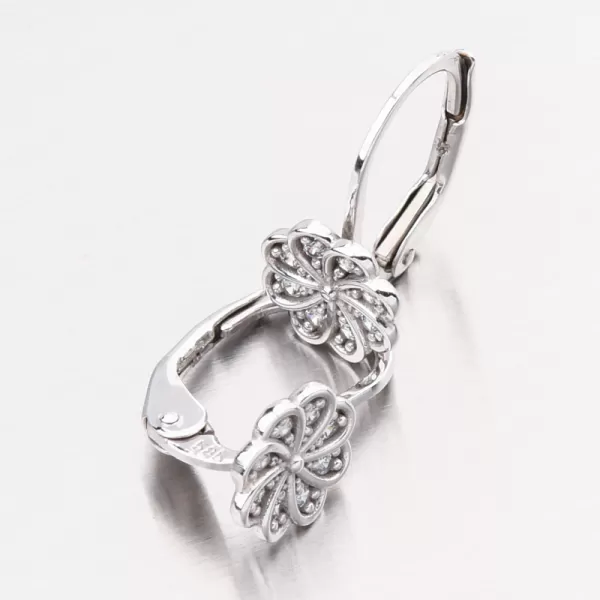 Náušnice z bílého zlata s květinou 42-32024