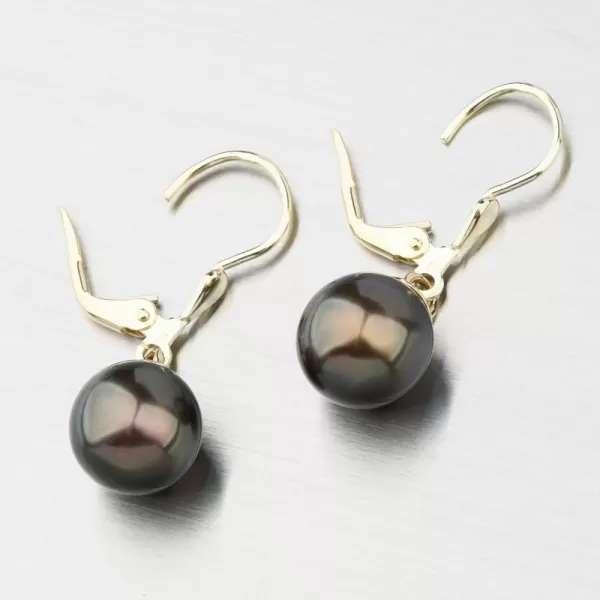 Visací perlové náušnice 52GZ-3019-ZL-Black