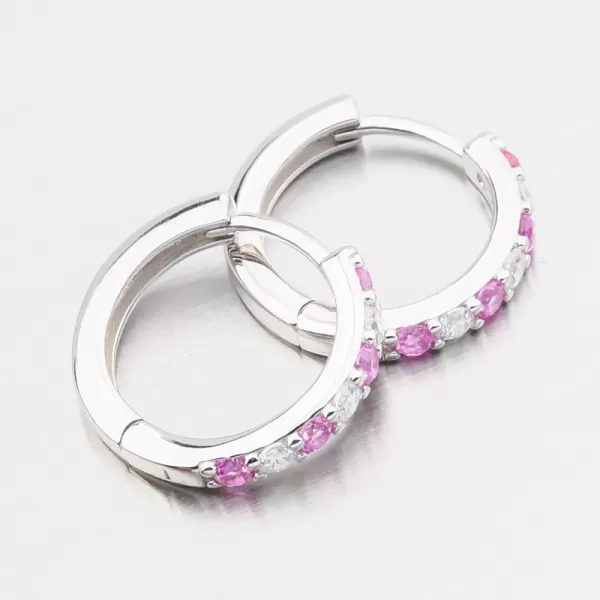 Stříbrné kruhy s růžovými zirkony PKL-2276