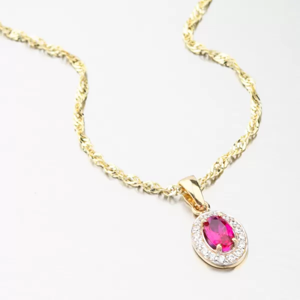 Zlatý přívěsek s rubínem a se zirkony