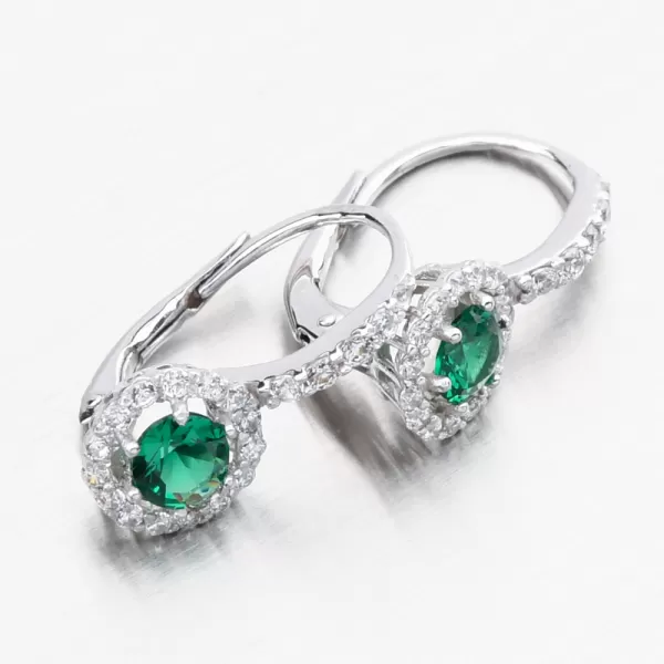 Náušnice z bílého zlata se smaragdem a zirkony 668P-120283-06