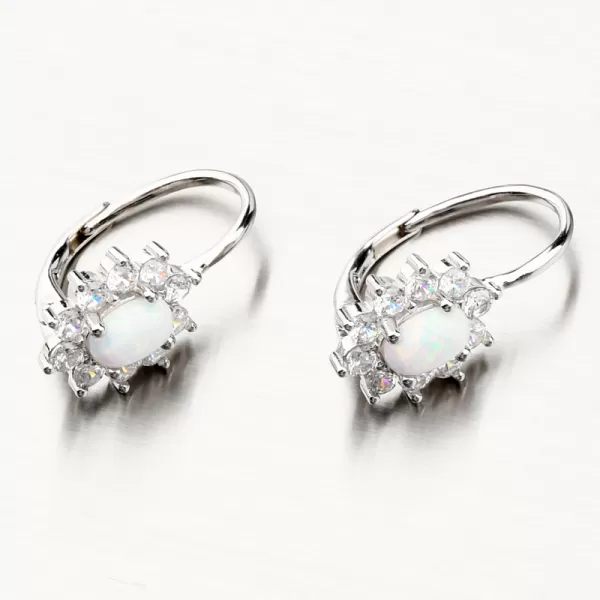 Stříbrné náušnice s bílým opálem a se zirkony PKL-2157