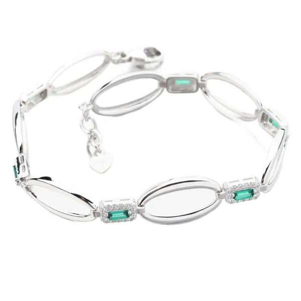 Dámský náramek stříbro 925 zirkon smaragdy PKL-4043