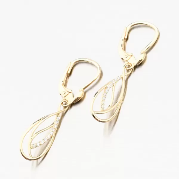 Zlaté visací náušnice se zirkony 663P-120405