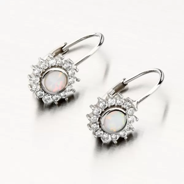 Dámské náušnice stříbro 925 zirkon bílý opál a PKL-2138