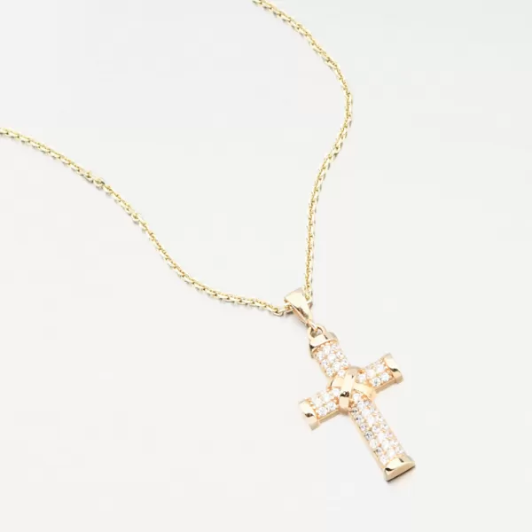 Zlatý přívěsek kříž se zirkony 13R-423