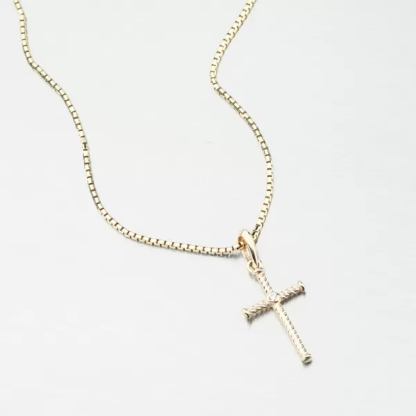 Zlatý přívěsek kříž DZF4197-ZL-ZIR