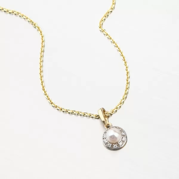 Zlatý přívěsek s perlou a se zirkony 53GZ-2393-ZL