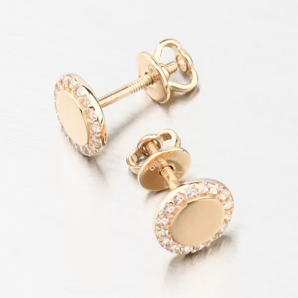 Náušnice pecky se zirkony - zlato 585 GCA12-011