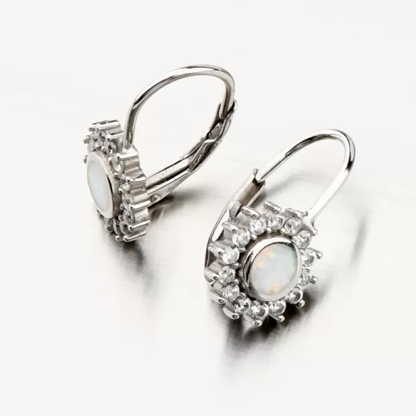 Dámské náušnice stříbro 925 zirkon bílý opál a PKL-2138