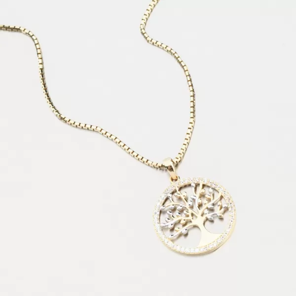Zlatý přívěsek strom života se zirkony 43-21990