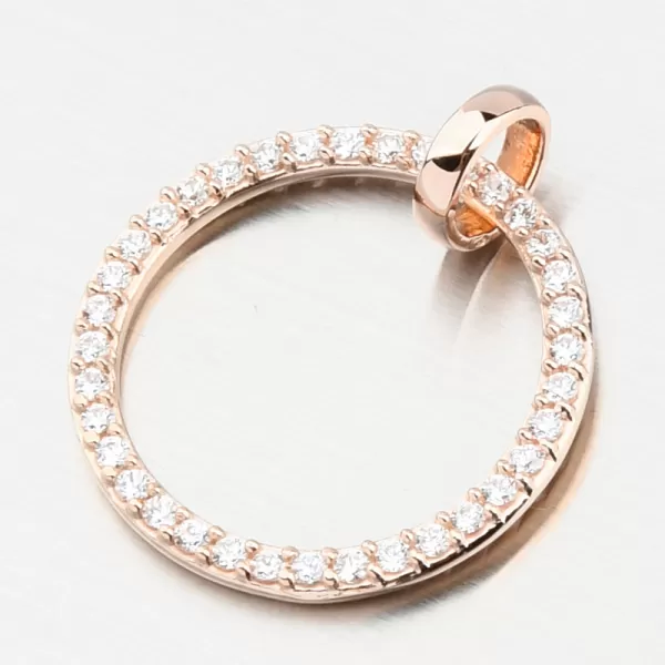 Přívěsek růžové zlato kruh DZF3775-CV-ZIR