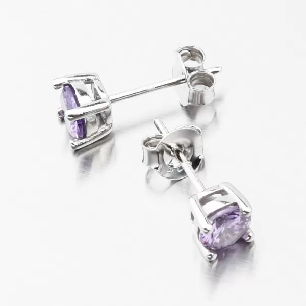 Dámské náušnice stříbro 925 zirkon s fialovým fialové kameny UPST-121770