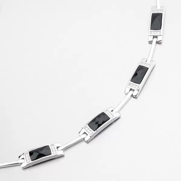 Stříbrný náramek s černými zirkony PKL-4044