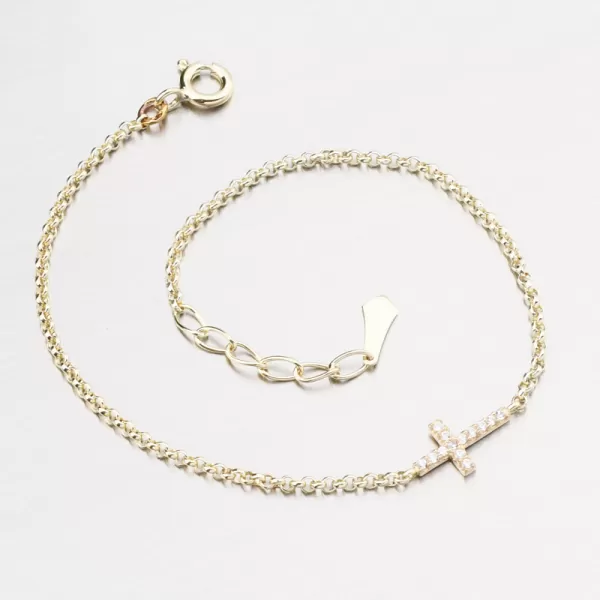 Zlatý náramek s křížkem DZF5832-ZL-ZIR