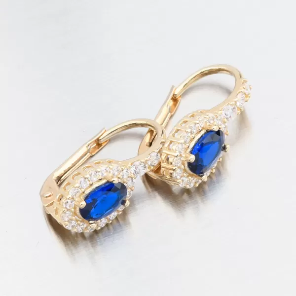 Zlaté náušnice se safírem a zirkony 163P-122424-02