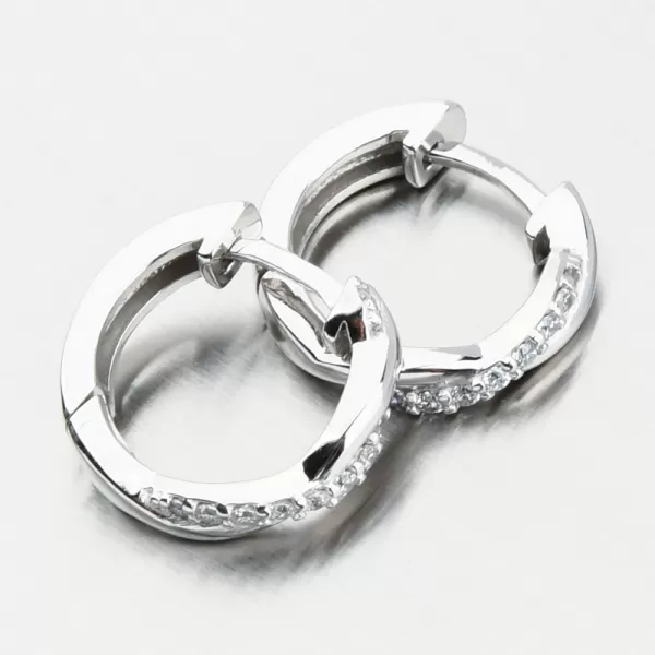 Náušnice bílé zlato kruhy se zirkony DZF4104-B-ZIR