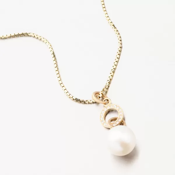 Zlatý přívěsek s perlou a se zirkony 53GZZ-3123Z