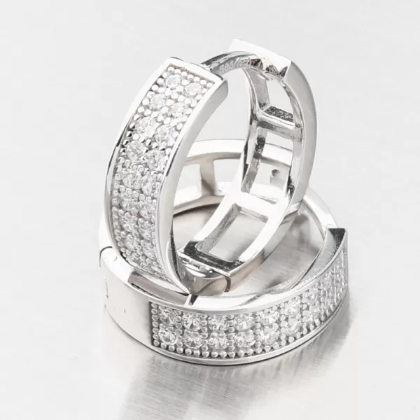 Náušnice kruhy z bílého zlata se zirkony 12R-723