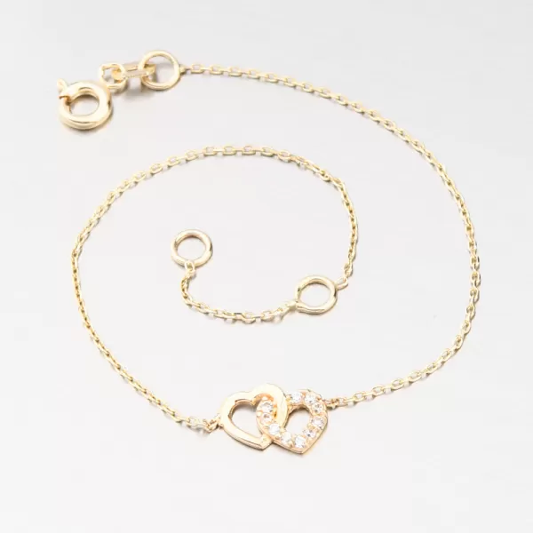 Náramek se srdíčky - zlato 585 GCA14-013