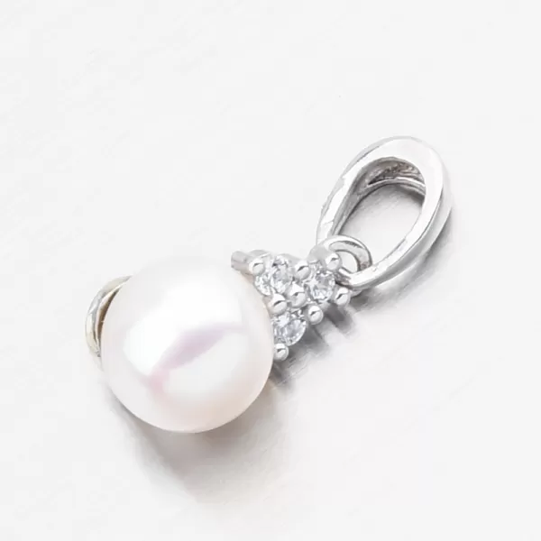 Přívěsek z bílého zlata s perlou a se zirkony 53GZ-2235-B