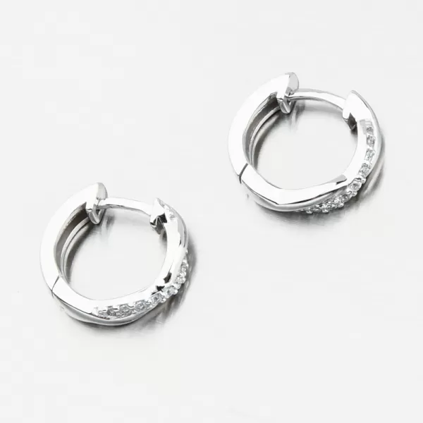 Náušnice bílé zlato kruhy se zirkony DZF4104-B-ZIR