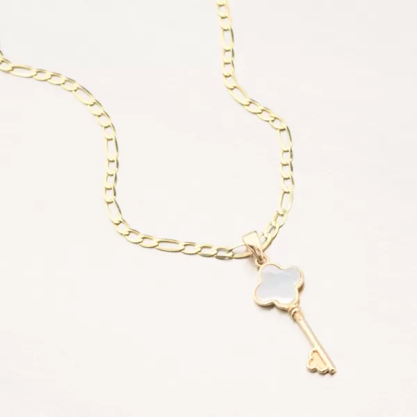 Dámský přívěsek žluté zlato 585 klíč s perletí 142P-130894