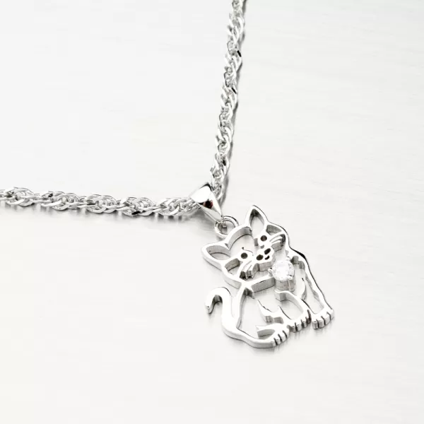 Stříbrný přívěsek kočka se zirkonem PKL-3118