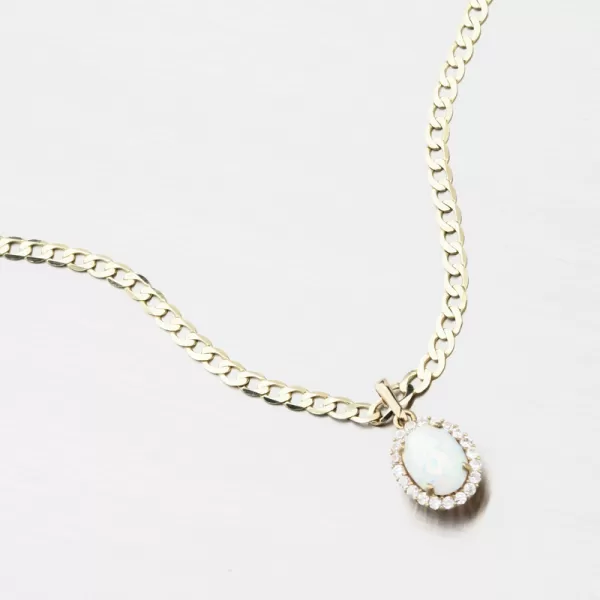 Zlatý přívěsek s bílým opálem 522P-130510