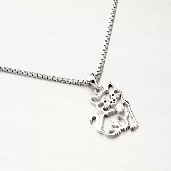 Stříbrný přívěsek kočka se zirkonem PKL-3118