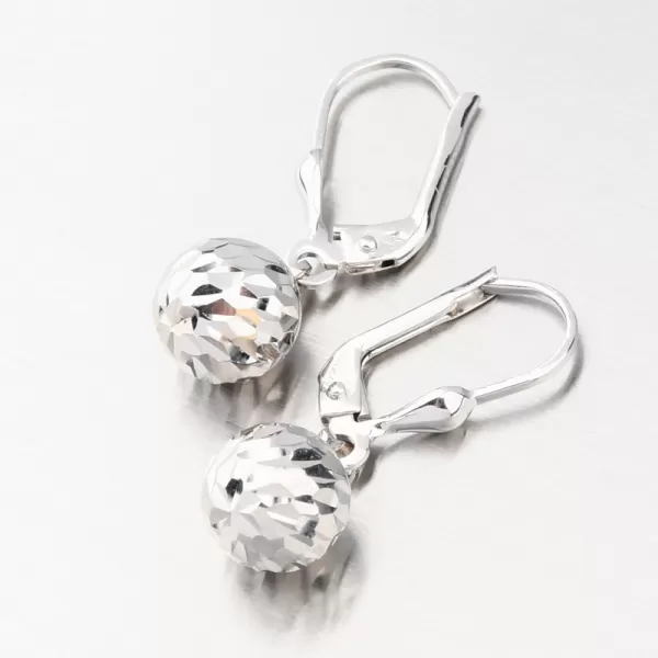 Visací náušnice kuličky z bílého zlata 585 GCA12-007