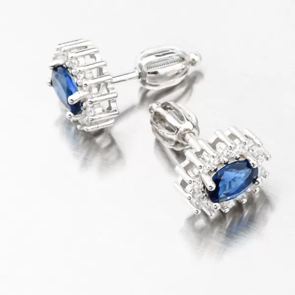Stříbrné náušnice se safírem a se zirkony SETST-12160-01SR