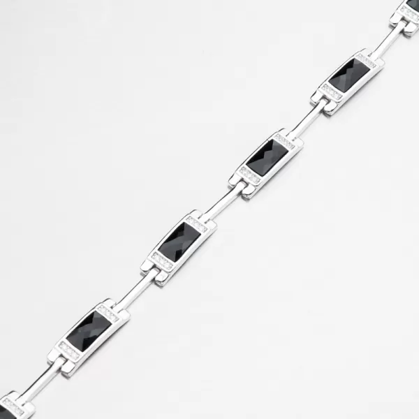 Stříbrný náramek s černými zirkony PKL-4044