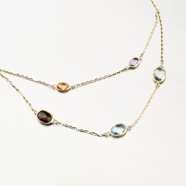 Zlatý náhrdelník s barevnými zirkony 144P-151373