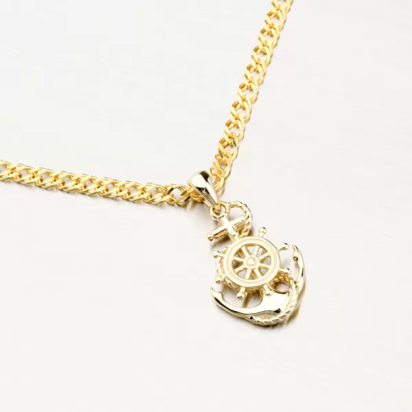 Pozlacený stříbrný přívěsek kotva kormidlo PKL-3123