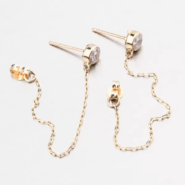 Zlaté řetízkové náušnice se zirkonem DZ5025ZL