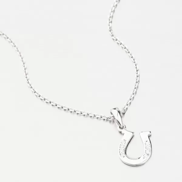 Přívěsek z bílého zlata podkova se zirkony GCA13-009