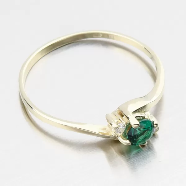 Dámský prsten žluté zlato 585 zirkon smaragd 351P-110106ZL-ZEL